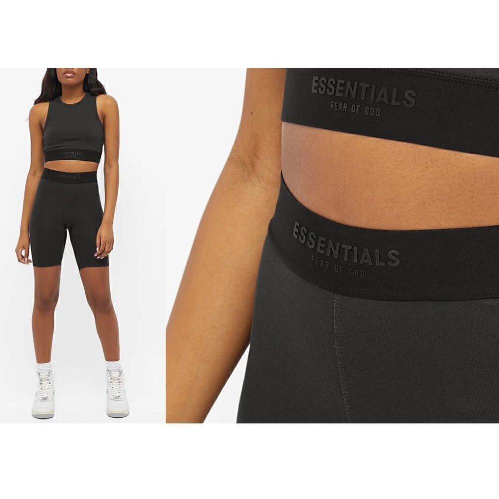 FEAR OF GOD ESSENTIALS Athletic Bike Shorts in Iron Size X-Small